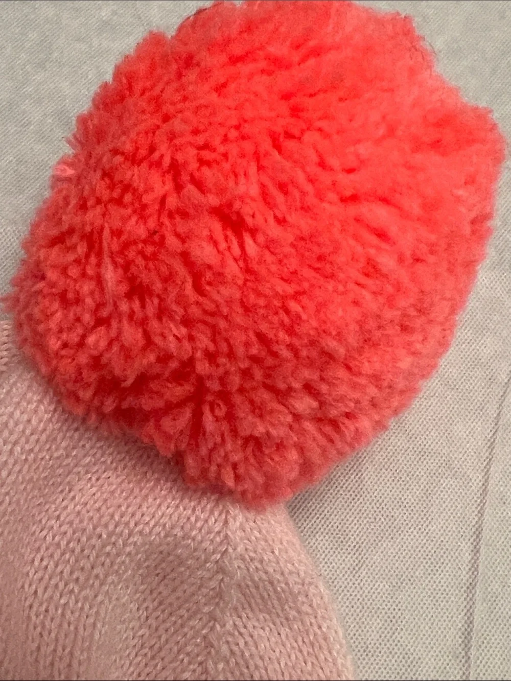 Janie and Jack | Infant Baby Pink Beanie Hat with Coral Pom Pom Size 0-3M